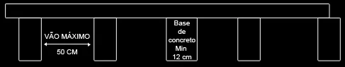 Desenho técnico do apoio do Evia Suspenso sobre colunas de concreto